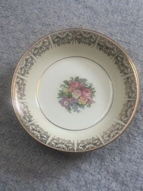 Vintage 22K Gold Trim Floral Plate Set (9 pcs)